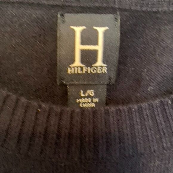 Vintage H Hilfiger Angora Navy and Lime Short Sleeve Sweater - Picture 3 of 6